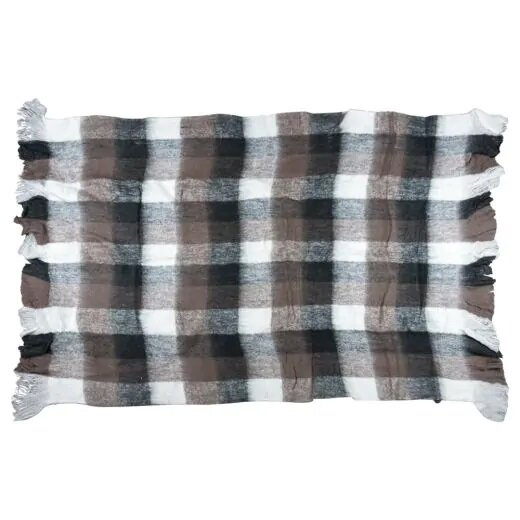 Mars &amp; More Plaid wol look ruit bruin 130x170 cm
