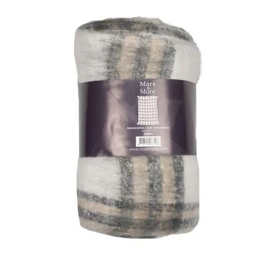 Mars &amp; More Plaid wol look ruit beige 130x170 cm
