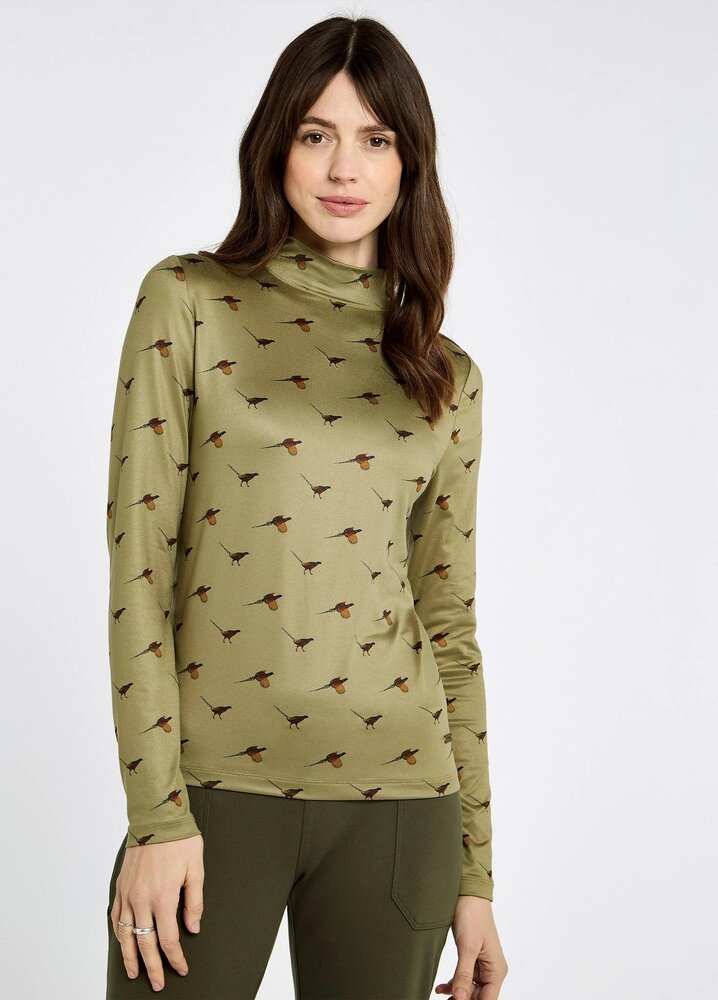 Dubarry Reynolds Women&#039;s soft, printed mock neck top - Dusky Green