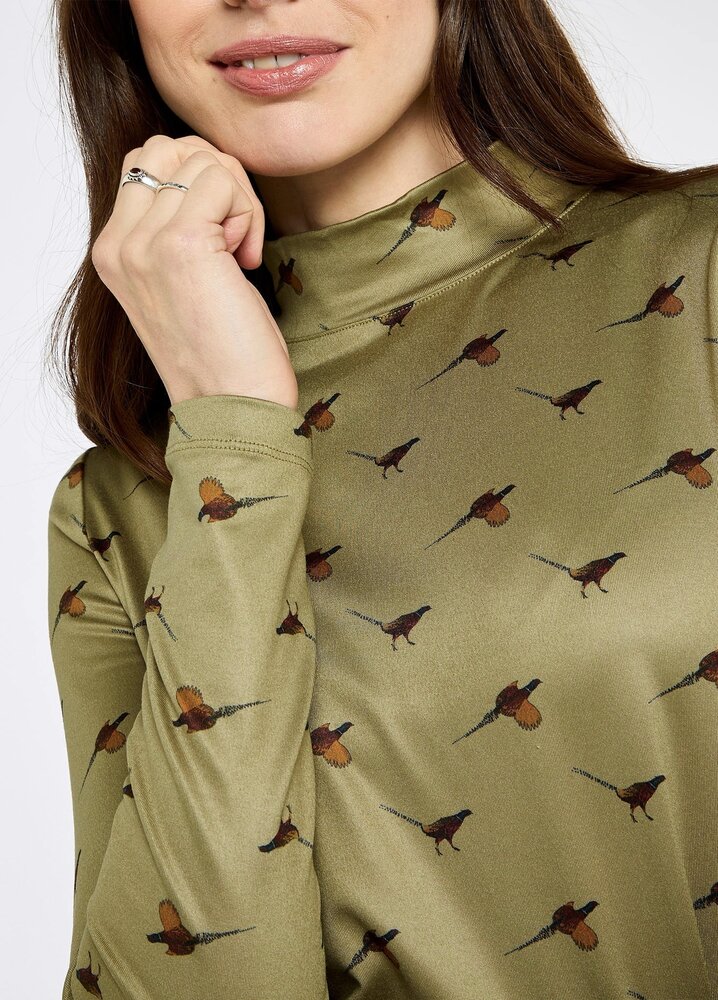 Dubarry Reynolds Women&#039;s soft, printed mock neck top - Dusky Green