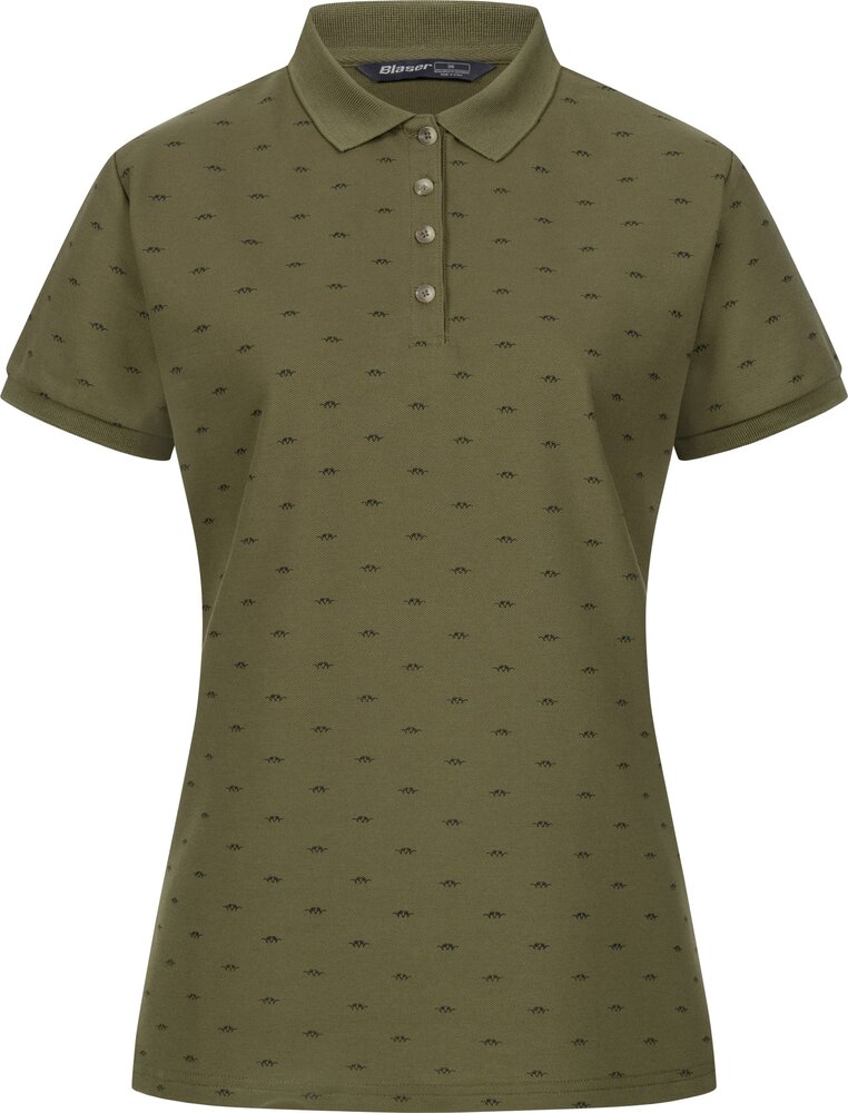 Blaser Allover Polo Shirt Ladies Dark Olive/Black