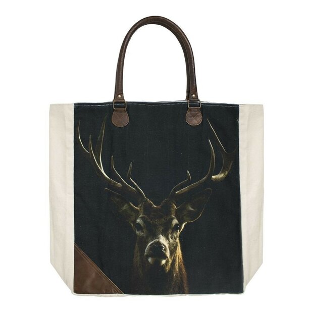 Mars &amp; More Canvas shopper zwart edelhert