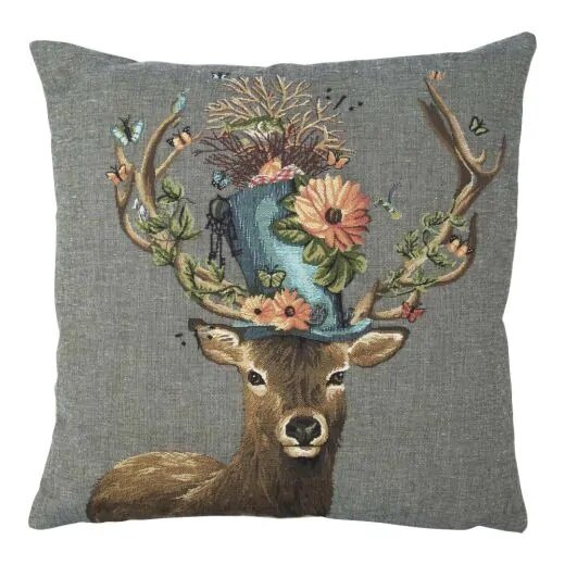 Mars &amp; More Gobelin kussen Funky deer hoed 45x45cm