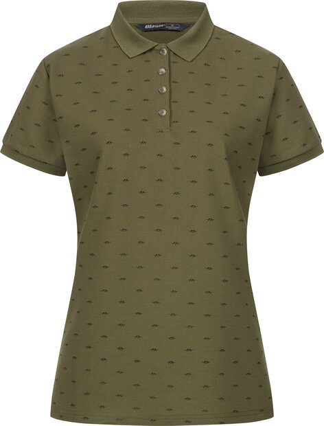 Blaser Allover Polo Shirt Ladies Dark Olive/Black